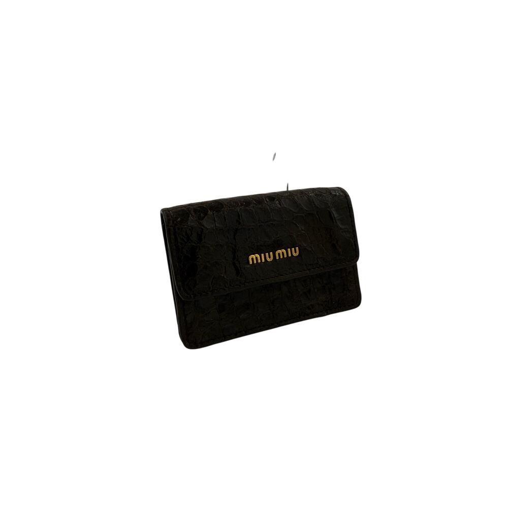 Mim104: Miu Miu Bi-Fold Wallet In Black Crocodile… - image 4